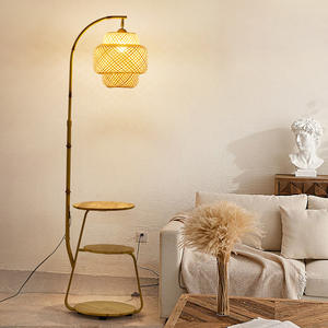 Lampe sur pied vintage, salon, coin canapé, chambre à coucher, chevet, télécommande, table basse de style japonais, Wabi-Sabi - Product Image 1