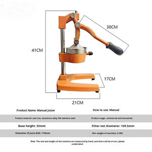 Máquina Manual de Fazer Suco de Frutas, Espremedor de Mão em Aço Inoxidável, Máquina Multifuncional para a Indústria Alimentícia - Product Image 5