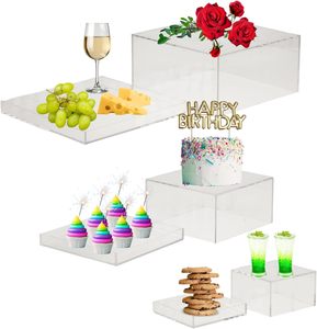 Caja de acrílico con tapa, elevadores de Buffet, cubos cuadrados, juego de exhibición de mesa de postre, exhibición de elevadores de alimentos para cajas de acrílico transparente de fiesta - Product Image 1