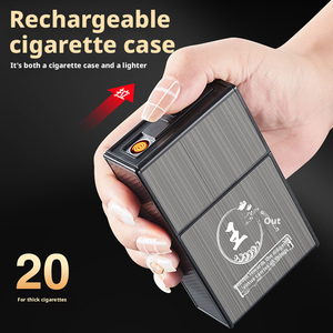 Étui à cigarettes en métal de luxe avec briquet USB intégré, design original, boîte en étain étanche, logo <span class=keywords><strong>personnalisable</strong></span>, vente en gros - Product Image 2