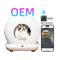 Caja de Arena Autolimpiable OEM con Cámara y Control por APP, Robot Inodoro Automático para Gatos con Cámara