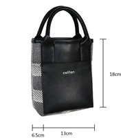 Tas Tote Dua Warna Premium – Bahan Katun-PU Hitam dengan Panel Herringbone Abu-abu, Dapat Disesuaikan & Langsung dari Pabrik