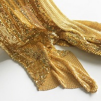 Tissu en maille à paillettes dorées en cuivre, maille à paillettes métallique, tissu en maille métallique pour vêtements, sacs, chaussures