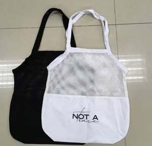 Handmade Black Cotton <b>Cloth</b> Farmers Market <b>Shopping</b> Bag Hanging Produce Storage Textile Packaging - Product Image 5