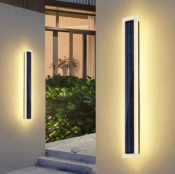 Nordic Modern Decor Long Strip Wall Light 5w 6v Ip65 Solar Powered Outdoor Exterior Linear Strip Wall Lamp