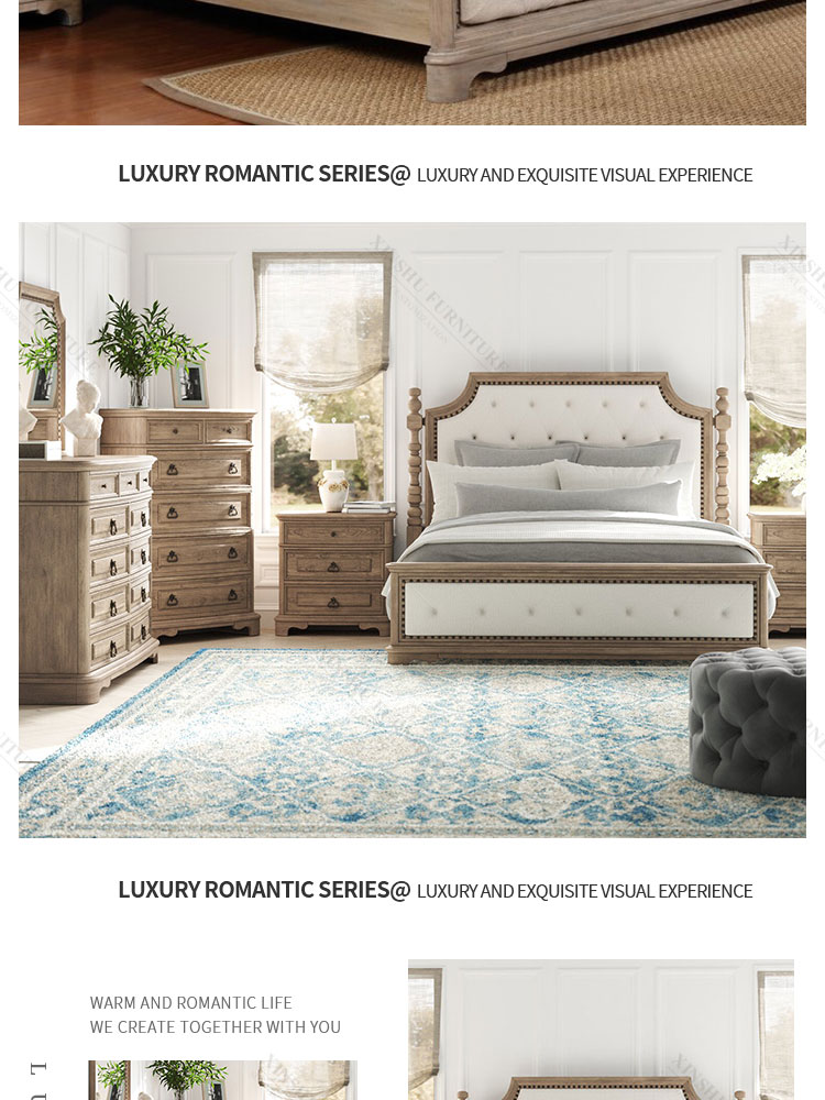 nordic modern best selling antique solid wood frame american oak double bed bedroom furniture set