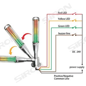 Torre de Luz de Trabajo LED SiRON D022 360, 3 Colores, NPN, Apilable, 24V, Aluminio, PC, Acrílico Transparente, Equipo Industrial D022 LED Warni - Product Image 2
