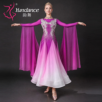 Robe de danse de salon en mousseline de soie personnalisée Yundance B-26109-2, robe de compétition professionnelle en strass pour femmes, standard pour la valse et le tango