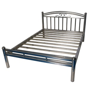 Lit en acier inoxydable <span class=keywords><strong>nordique</strong></span> modèle FS0914 180x200x110cm, structure en acier pour appartement locatif et chambre à coucher, expédition en une seule pièce - Product Image 5