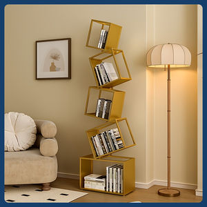 수직 코너 책장 다층 철제 체크무늬 디자인 모던 거실 가구 수납장 - Product Image 2