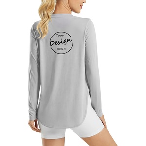Femmes Basics <span class=keywords><strong>T</strong></span>-shirts À Manches Longues D'entraînement Soleil Chemise En Plein Air Gym Randonnée Tops Séchage Rapide Léger Personnalisé Sérigraphie Logo - Product Image 3
