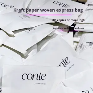 ถุงใส่รองเท้า Clarins พิมพ์โลโก้ตามสั่ง ทำจากกระดาษคราฟท์เคลือบ PE สีขาว รีไซเคิลได้ พร้อมซิปด้านบน กันน้ำ สำหรับส่งเสื้อผ้า - Product Image 3