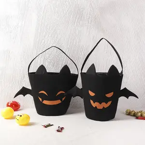 Halloween Candy Treat sacchetti all'ingrosso palmare secchio nero ala regalo borsa di tela riutilizzabile Halloween per i bambini