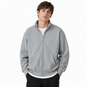 Men's <strong>Full</strong> <strong>Zip</strong> Sweatshirt Stand Collar Fleece Jacket <strong>Zip</strong> up Hoodie Pullover with Side Pockets Casual <strong>Jumper</strong> for Wholesale - Product Image 2