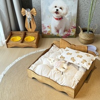 Lit pour animaux de compagnie en bois massif, lit pour chat rétro antique, nœud mignon, lit pour petit chien, Yorkshire Terrier, Teacup Terrier, lit pour chien Teddy
