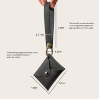 Porte-clés en cuir Lanière de poignet à la mode Porte-cartes de crédit Portefeuille mince minimaliste Pochette de clés personnalisée