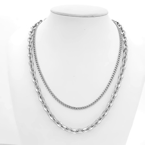 Stainless Steel Double Layer Necklace 50cm Minimalist Punk Style For Men And Women <b>Titanium</b> Steel <b>Chain</b> Jewelry - Product Image 5