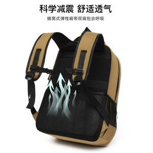 Light Travel <b>Backpack</b> <b>Large</b> Capacity Laptop Bag Unisex Everyday Commuter Business Casual Style Khaki - Product Image 3