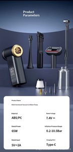 <span class=keywords><strong>Aspirateur</strong></span> de voiture polyvalent avec pompe à air, lumière LED, souffleur de poussière <span class=keywords><strong>et</strong></span> 4 embouts - Haute puissance d'aspiration, rechargeable, matériau ABS - Product Image 6