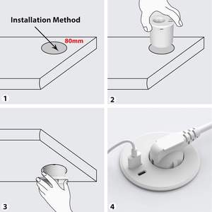 EU <strong>Standard</strong> Black Built-in <strong>Socket</strong> 80MM Office Embedded Round <strong>Socket</strong> PD20W Desktop Power Grommet <strong>Socket</strong>