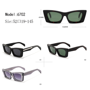 <b>Rectangle</b> Full Rim <b>Sunglasses</b> <b>Black</b> Frame Green Lens Anti-Uv Protection Women Adult - Product Image 3