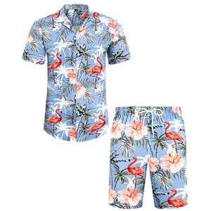 Cárdigan de punto de algodón de moda personalizado para hombre con bolsillos pantalones cortos de manga corta traje de camisa de punto para hombre
