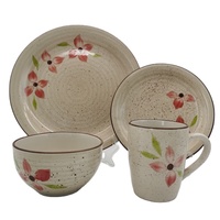Ensemble de tasses à café et à thé en céramique grès émaillée mate, kit de tasses jetables, vente en gros, tasses à poignée simple, vaisselle à motifs floraux