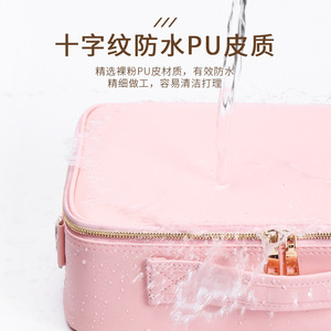 Bolsa de Maquillaje Profesional de Cuero Sintético Rosa, Gran Capacidad con Divisores para Almacenamiento en el Hogar y Uso en Viajes - Product Image 6