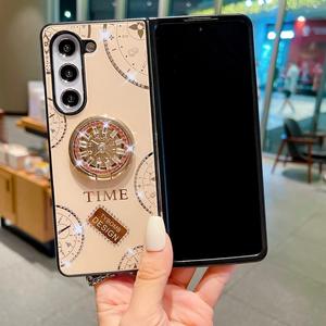 Funda de teléfono móvil de lujo inspirada en el tiempo para Samsung <span class=keywords><strong>Galaxy</strong></span> ZFold 6/5/4/3, soporte de diamante ostentoso, funda protectora a prueba de golpes - Product Image 4