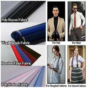 Eco-friendly High Grade Color-fastness Top Dye Polyester Rayon Spandex Fabric For Suits