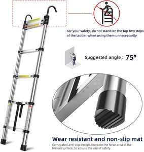 8.5ft nhôm kính thiên văn thang tiết kiệm không gian nhỏ gọn gác mái thang với 330lbs Công suất EN131 chứng nhận chiến thuật thang - Product Image 3