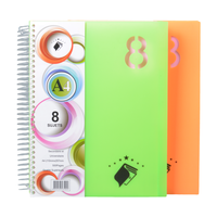Carnet de notes spirale en gros pour bureau, couverture PP colorée, reliure spirale double, index à 5 sections, classification de bureau
