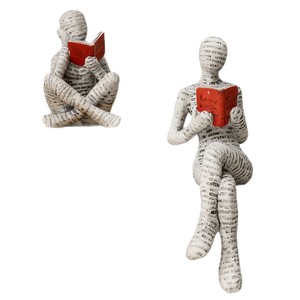 Figurine de lecture en résine, décoration d'art abstrait, ornement d'étagère, décoration intérieure - Product Image 2
