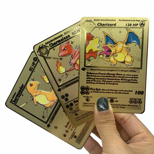Muestras gratis Admite tarjetas de juego de metal dorado con idioma de estilo personalizado <span class=keywords><strong>Pikachu</strong></span> Mona <span class=keywords><strong>Pika</strong></span> Metal Gold Poke Mon Cards - Product Image 3