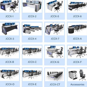 تصميم حديث بإضاءة LED لغرفة مراقبة الكمبيوتر ومعدات التحكم الأمني، أثاث غرفة التحكم / كونسول مع كرسي - Product Image 6