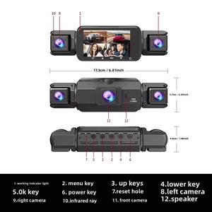 4 kênh Dash Cam xe 360 độ Dashcam FHD 1080p phía trước phía sau bên trong bên trái và bên phải với <span class=keywords><strong>3</strong></span> inch IPS hiển thị - Product Image 4