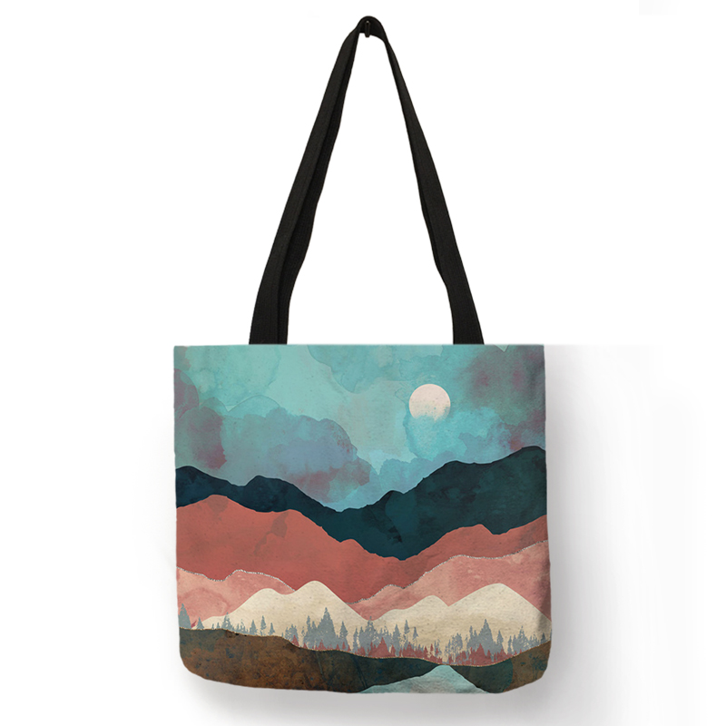 Eco-friendly 3D Printed Shopping Handbag - Mountain Forest