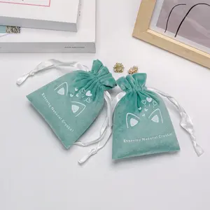Lüks özel Logo baskılı kadife hediye torbalar kadife küçük hediye İpli çanta