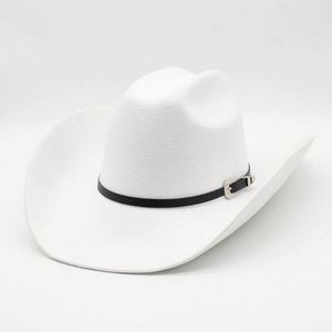 Sombrero de fieltro de 9.5 cm con borde, estilo punk americano, para hombre y mujer, tipo vaquero Texas Ranger, sombrero formal de jazz. - Product Image 3