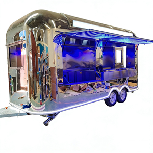 Chariot alimentaire mobile Blue Glow avec cadre à bande LED pour la vente de plats chauds et froids, en acier inoxydable et structure facilement maniable - Product Image 4