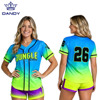 Jersey Baseball Bernapas Cepat Kering Warna Gradasi Pink Oranye Motif Kucing Hutan Berhias Berlian Imitasi dengan Nomor 26 untuk Acara Tim Cheer
