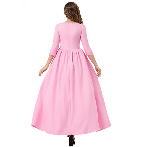 Costume Medievale da Donna per Halloween, Stile Corte Vintage Rosa, Abito Semplice con Laccetti in Pizzo; Materiale in Poliestere; per Feste - Product Image 5