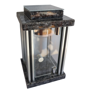 Columna de acero inoxidable de granito Perla Azul, FAROL DE PIEDRA solar <span class=keywords><strong>para</strong></span> tumba, linternas de piedra solar <span class=keywords><strong>para</strong></span> <span class=keywords><strong>cementerio</strong></span> - Product Image 3