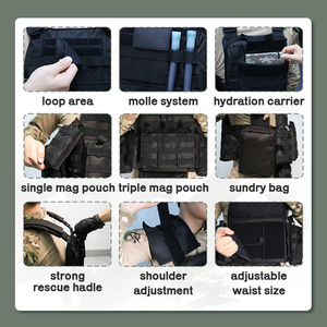 Gilet tactique en polyester 600D, équipement d'entraînement efficace pour les matchs d'<span class=keywords><strong>airsoft</strong></span>, poches à accès rapide, accessoires multiples, gilet d'extérieur - Product Image 6