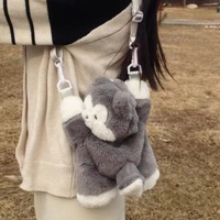 Mignon Husky Puppy Cartoon Sac à dos Sac à main Party Furry Crossbody Bag pour filles avec Doll Purses