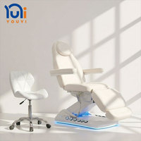 Table de Beauté Électrique de Luxe Réglable à 3/4 Moteurs, Table Faciale Courbée Blanche, Table de Massage et Lit pour Extensions de Cils
