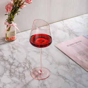 Copas de vino tinto inclinadas, elegantes copas de vino de tallo largo sopladas a mano, cristalería de cristal Premium moderna, regalo para boda - Product Image 5