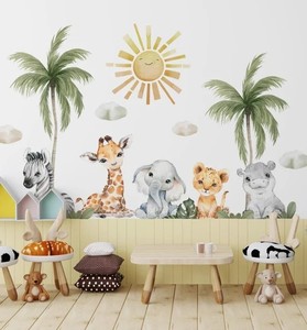 <b>Removable</b> Kids Jungle Animal Tree Cartoon <b>Vinyl</b> Wall Stickers With Printing Uv Resistant & Waterproof for Bedroom - Product Image 2