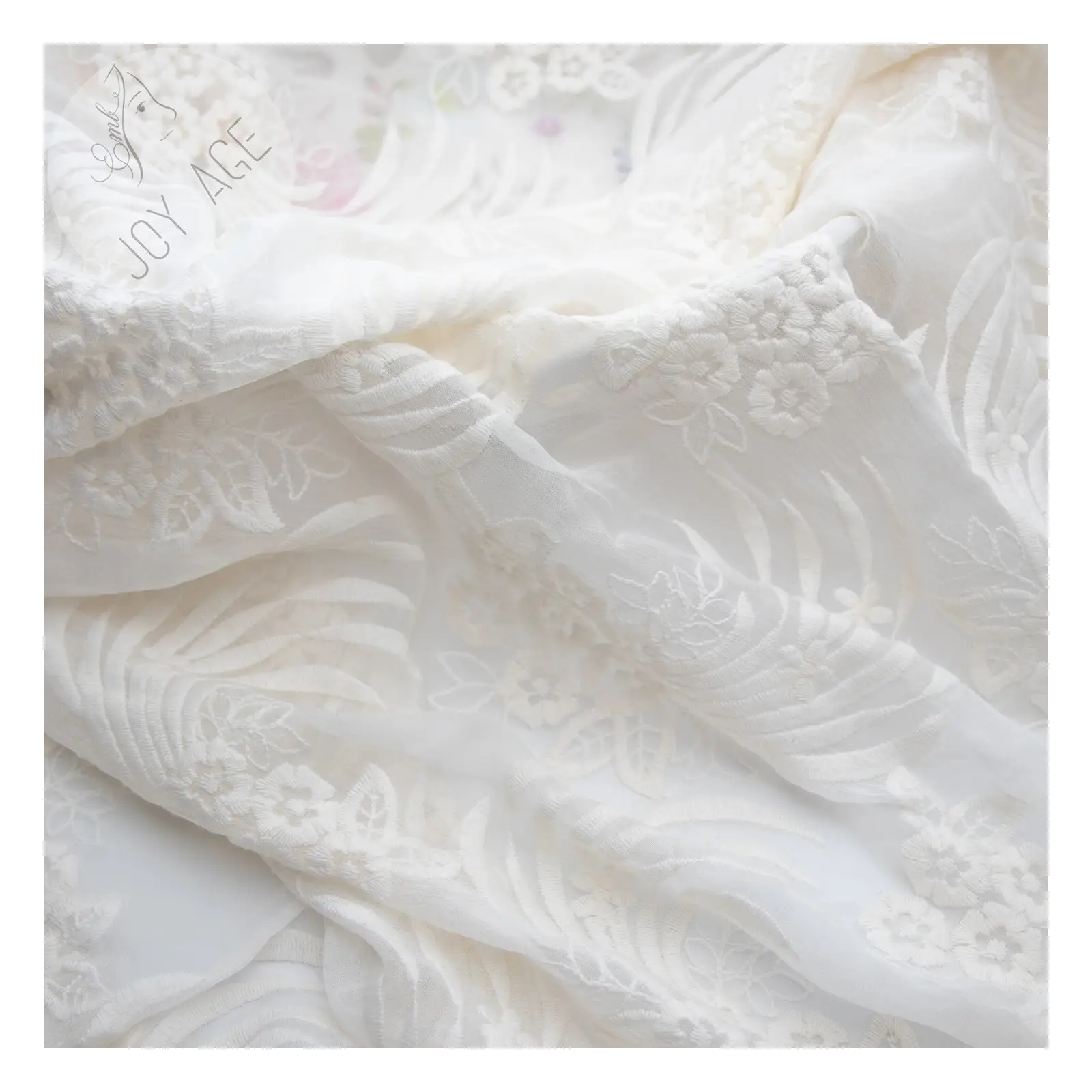 New Hot-Selling Product Elegant Style Chiffon Embroidered Pure Raw Silk Fabric For Pregnant Woman