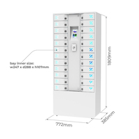 Casier intelligent TEC 24 baies pour la gestion des appareils IoT avec accès RFID/HID, surveillance à distance et charge Type-C PD65W, prise secteur AC